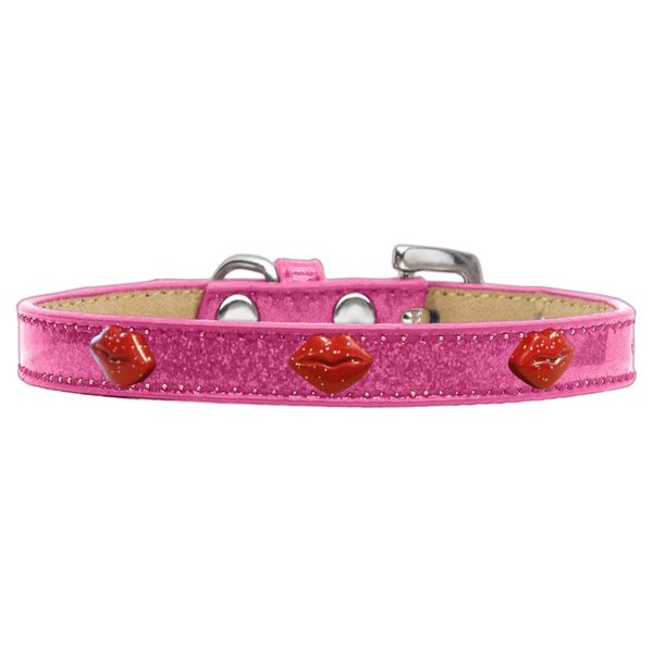 Mirage Pet Products Red Glitter Lips Widget Dog Collar Pink Ice CreamSize 16 633-8 PK16